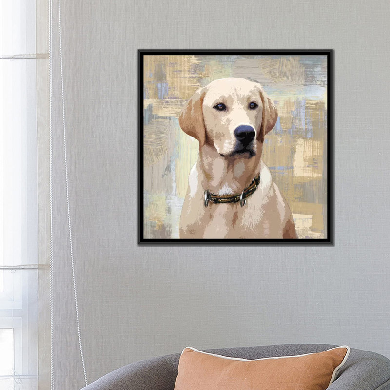 «Labrador Retriever», impression sur toile, H 26 po x l 26 po x P 1,5 po, Toile avec cadre noir, Pas de tapis