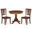 L'ensemble de salle à manger 3 pièces comprend une table de salle à manger ronde avec piédestal et 2 chaises de cuisine, acajou-1927283734-2110941535-2110941533