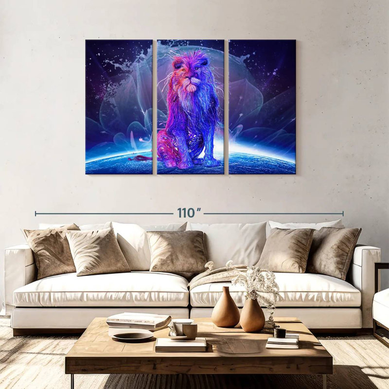 Brampt Abstract Colorful Lion, 48" H x 74" W