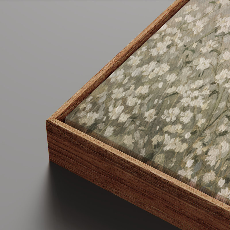 Art mural encadré sur toile - Champ de fleurs sauvages blanc doux dans une palette neutre et calme - 16 po x 24 po, 24 po x 36 po