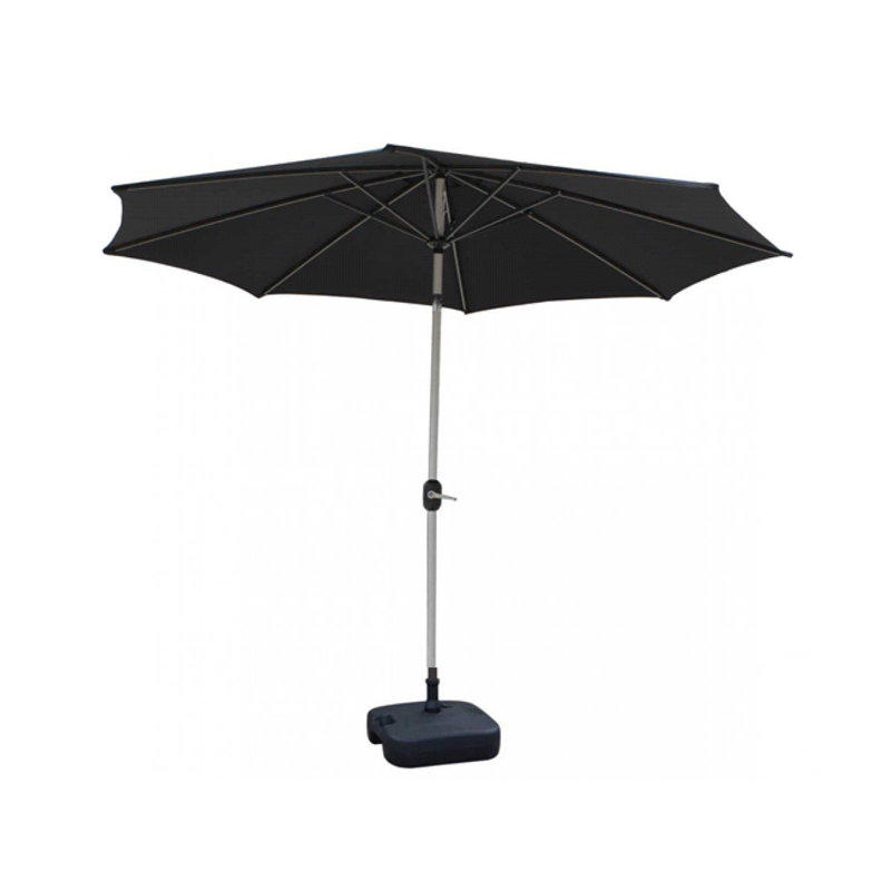 300cm Market Parasol, Black, Silver