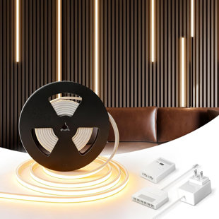 Bande lumineuse à DEL en silicone V4light 12v avec contrôle intelligent, lueur sans points, blanc réglable 2700k – 6500k, Cri 90+, flexible et découpable pour mur à lattes, vitrine et intérieurs modernes