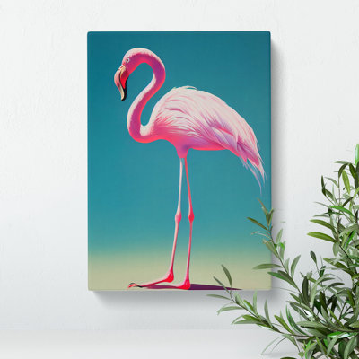 Solo Flamingo - Wrapped Canvas