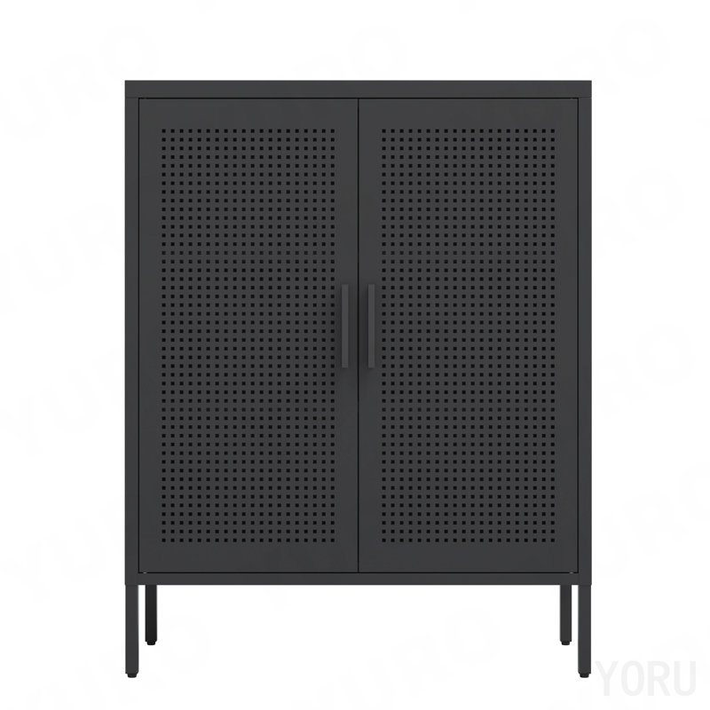 Armoire de rangement en métal 2 portes, tablettes réglables pour le bureau / l'école - Standard, Black