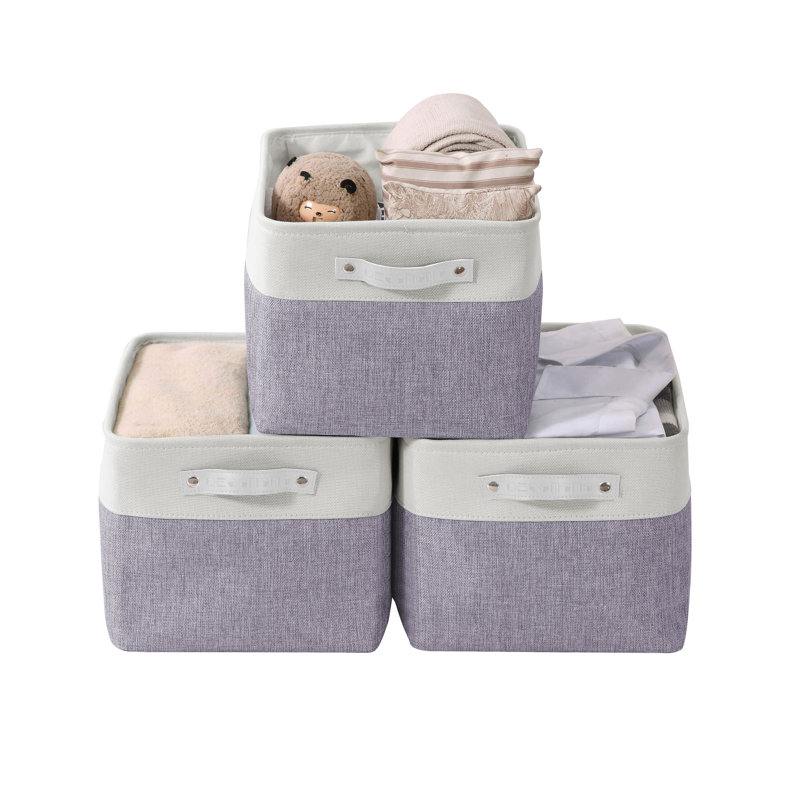 Bac en tissu, Mauve / blanc, 3