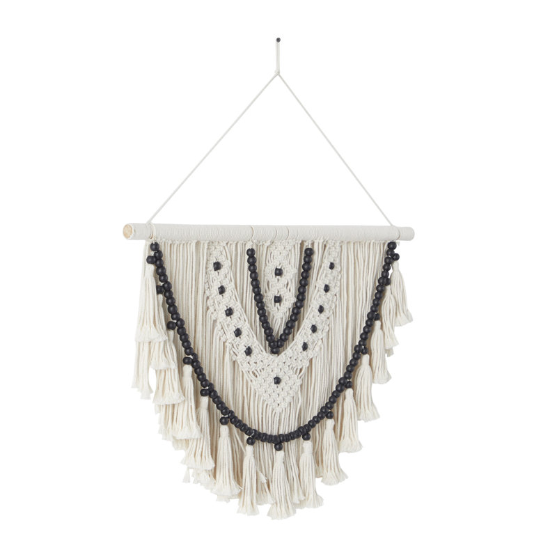 Hand Woven Blended Fabric Wall Hanging, White