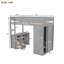 Lit mezzanine en bois avec bureau, garde-robe, tiroirs et rangement ouvert - Conception multifonctionnelle peu encombrante-2008771335-2008771329