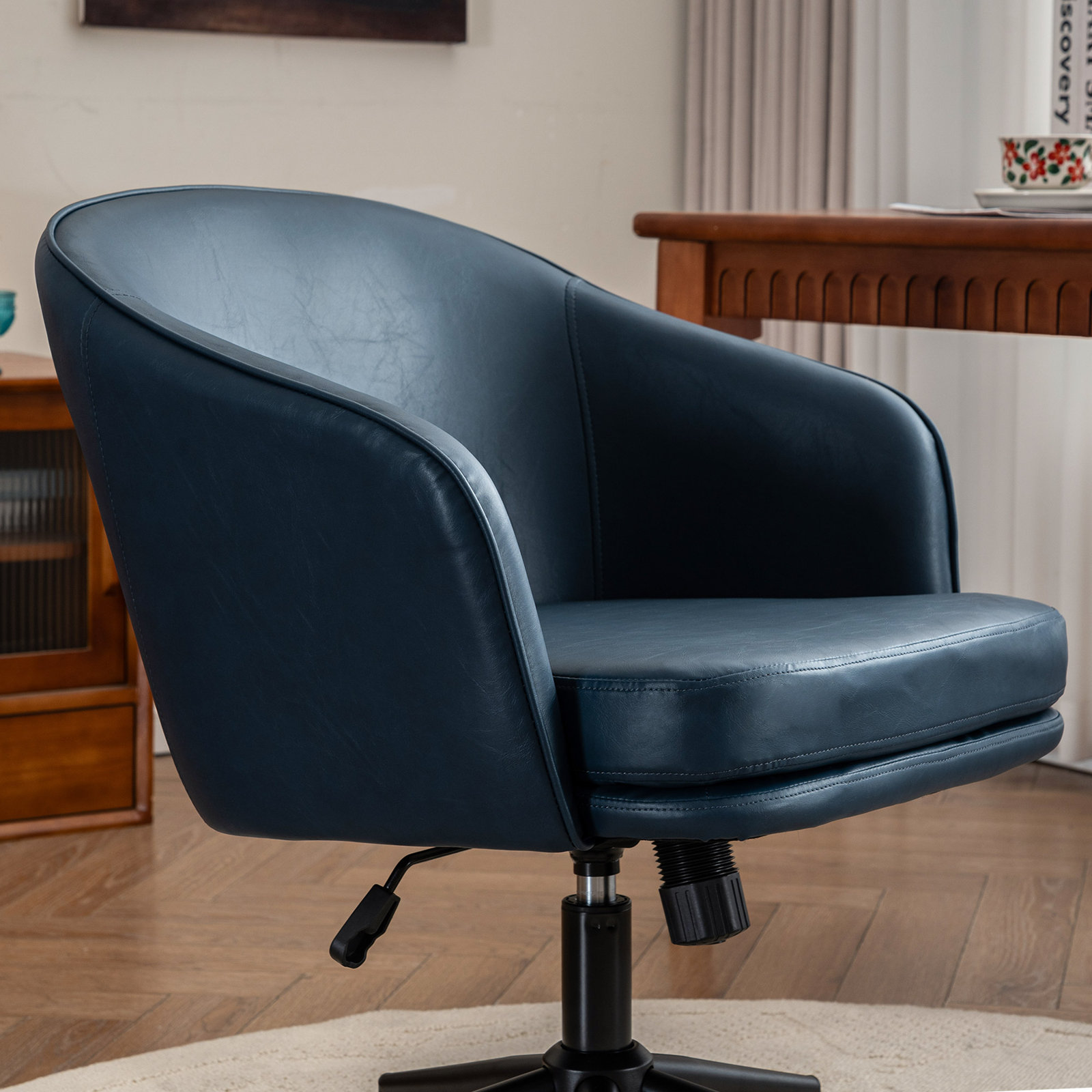 Toscani Office Chair, Navy Faux Leather