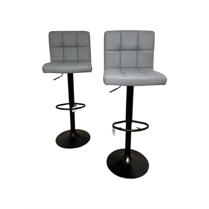 Elada Swivel Upholstered Adjustable Height Counter Stool with Metal Frame, Grey