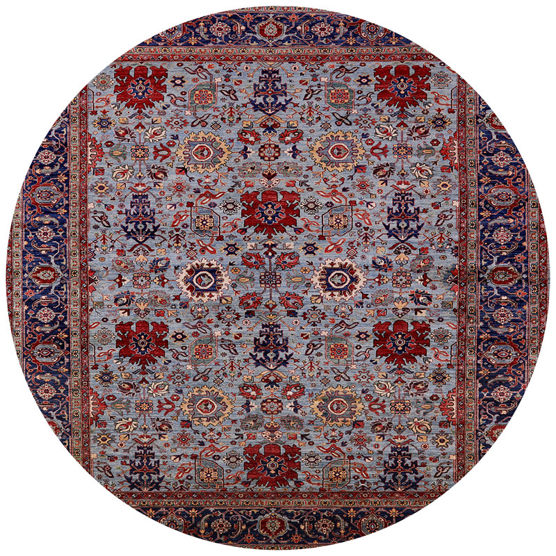 Tapis oriental bleu, Rond 8 pi