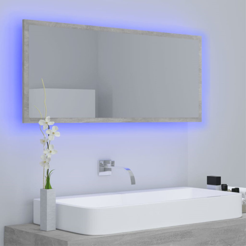 Engineered Wood Flat Wall Mirror, Concrete Gray, 14.6" x 15.7"