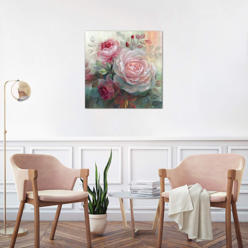 Roses II by Nan - Wrapped Canvas Painting, 93.98 cm H x 93.98 cm W x 1.91 cm D