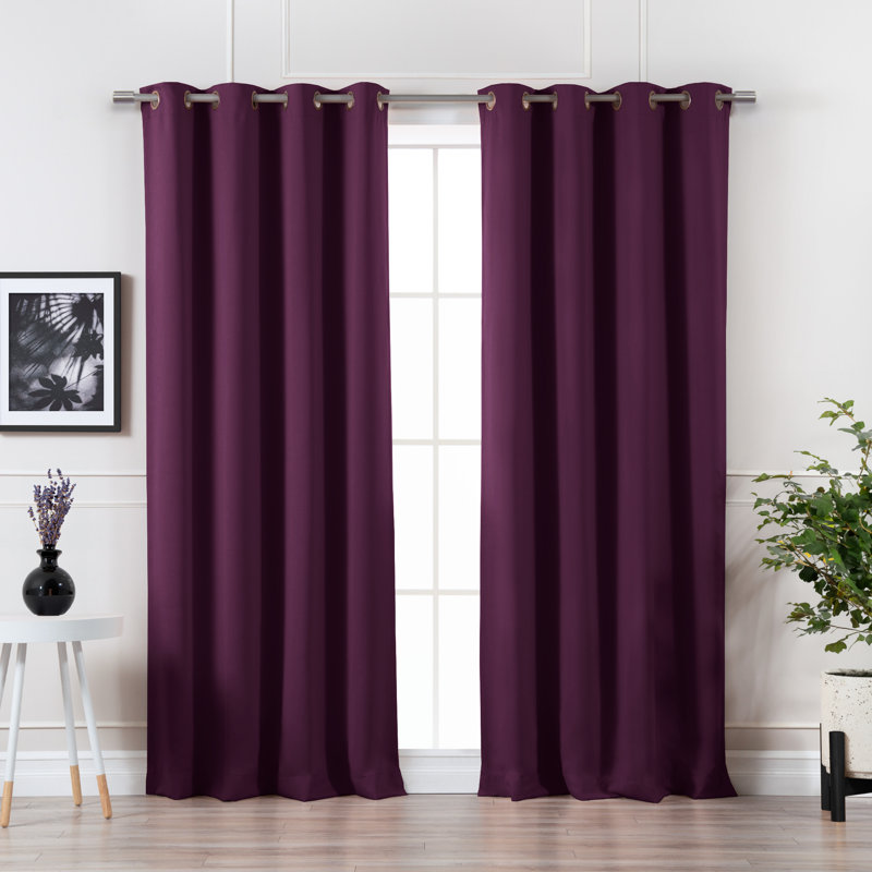 Adina Sevan Solid Thermal Grommet Curtain Panels, 52"W x 84"L, Purple