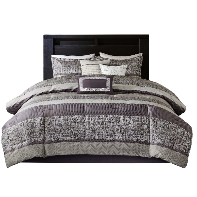 Édredon grand 7 pièces - motif mauve, Mauve, Grand édredon et 6 pièces supplémentaires