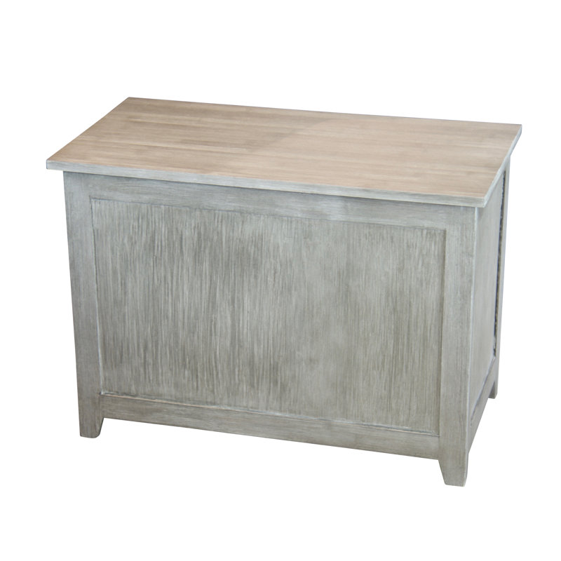Avaline Bamboo Storage Bench, Brushed Gray