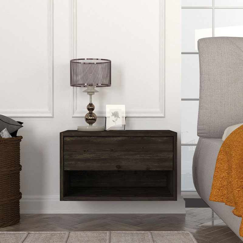Benaniah 24" Wall Mounted Floating Nightstand, Brown