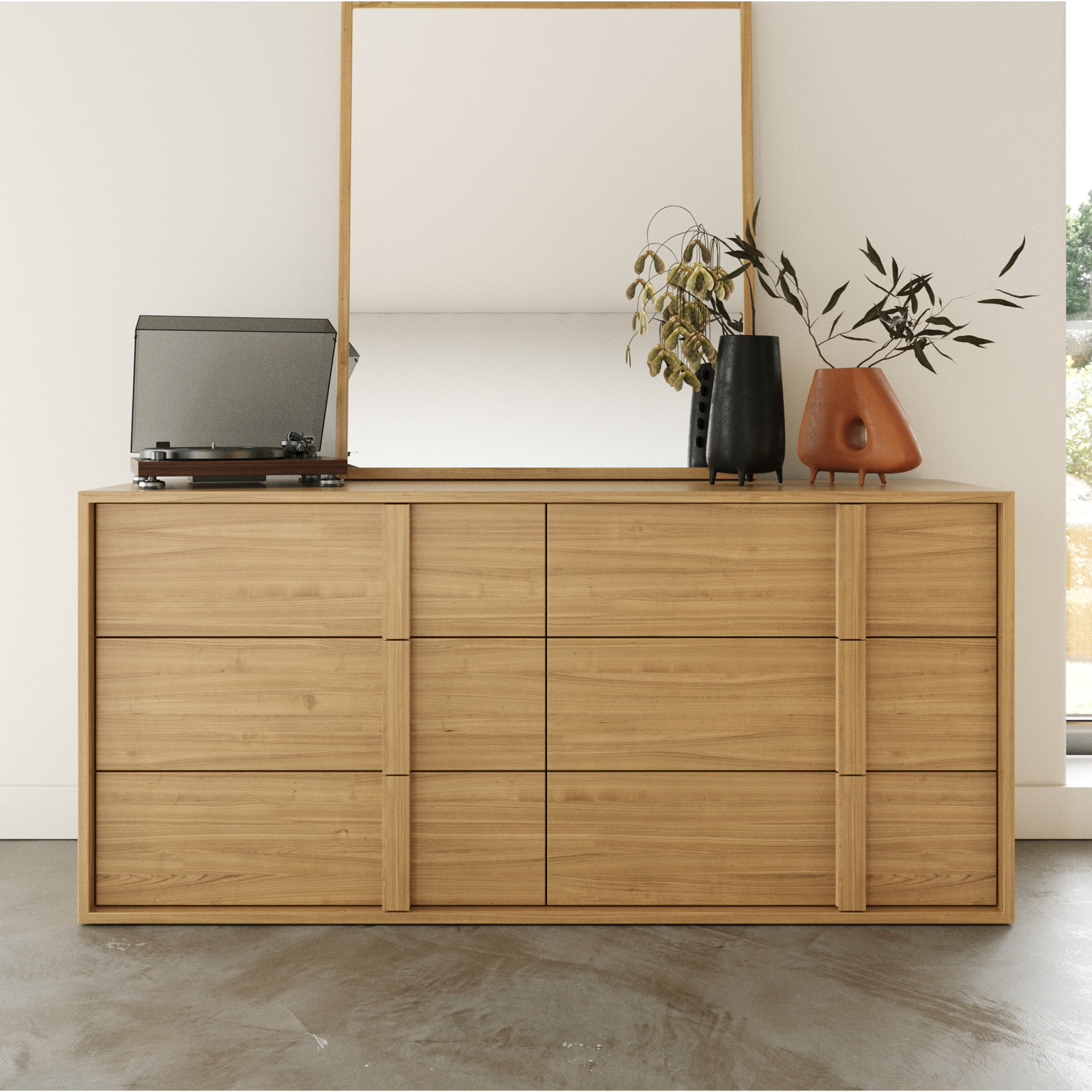 Alvarez 6 Drawer 65'' W Double Dresser, Oak