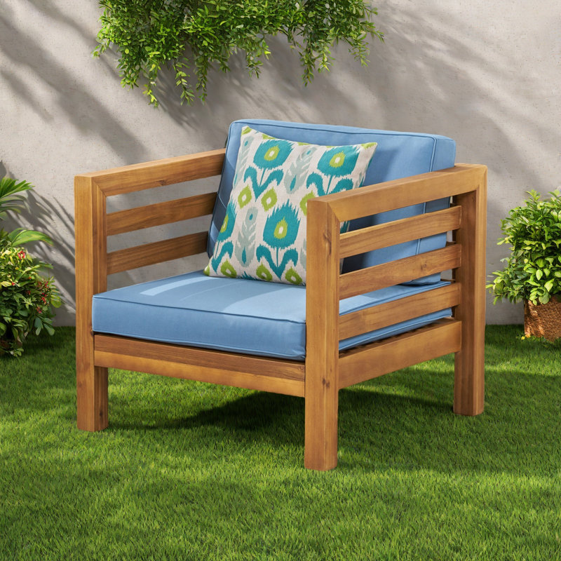 CHAISE CLUB, Naturel, Bleu