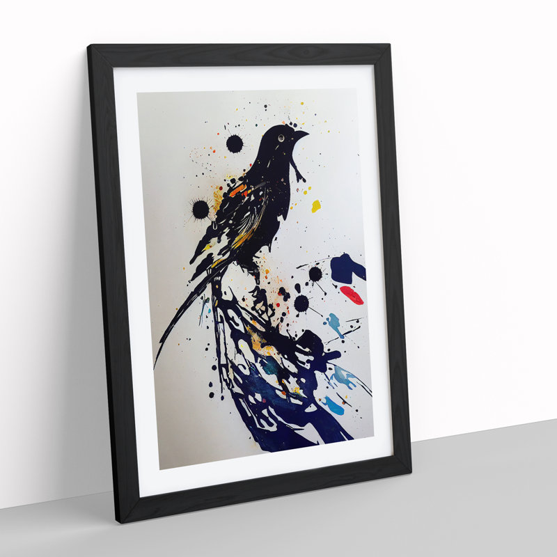 Bird Splash No.1 - Wall Art, Black Framed, 64cm H x 46cm W x 2cm D, Black