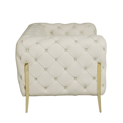 Transitional 100% Top Grain Italian Leather Upholstered Loveseat