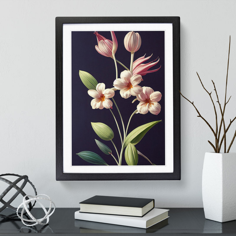 Daring Flowers - Single Picture Frame Print, Black, 64cm H x 46cm W x 2cm D