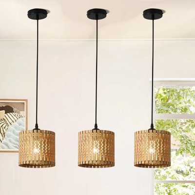 Toshiro Farmhouse Boho Wooden Pendant Light