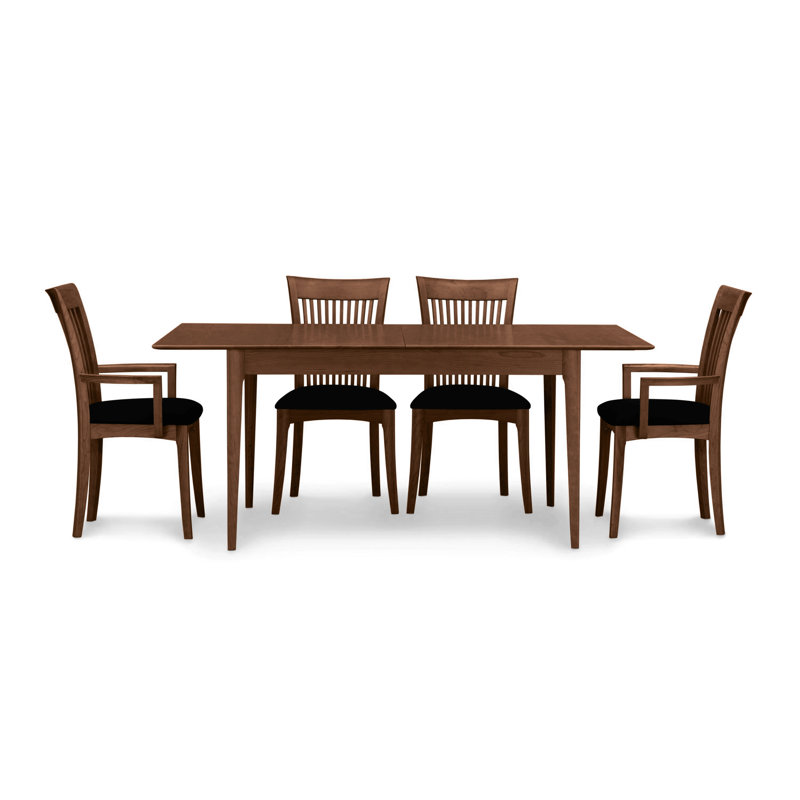 Sarah 4 - Person Solid Wood Top Four Leg Dining Set, Saddle Cherry, 30" H x 78" W x 36" D, Onyx Microsuede