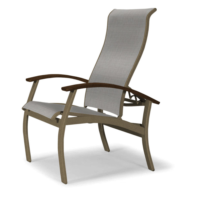 Chaise de patio Askar, Bois de plage texturé, Alliage Sunbrella®, Kona