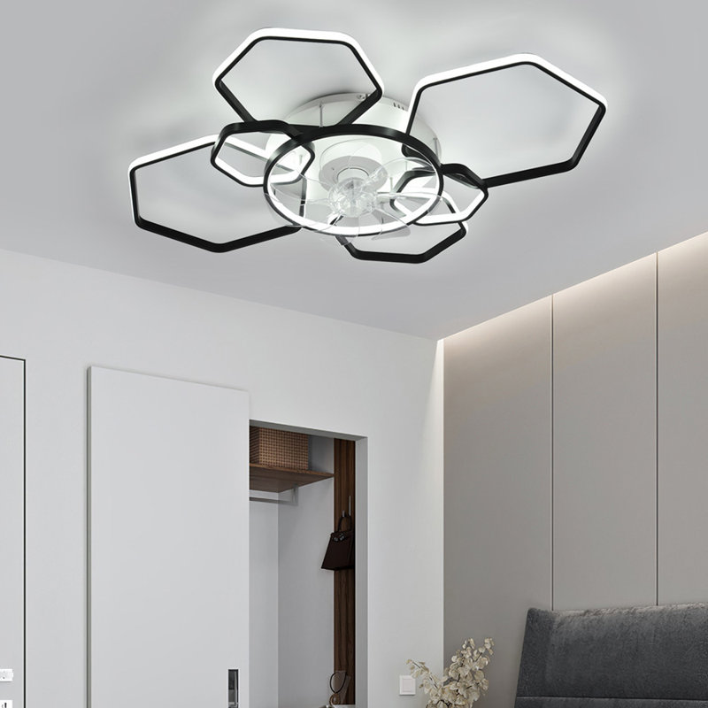 Briyon Ceiling Fan with LED Lights, White/Black