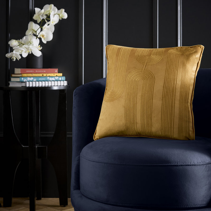 Laurence Llewelyn-Bowen Diva Embroidery Cushion Ochre, Filled Cushion