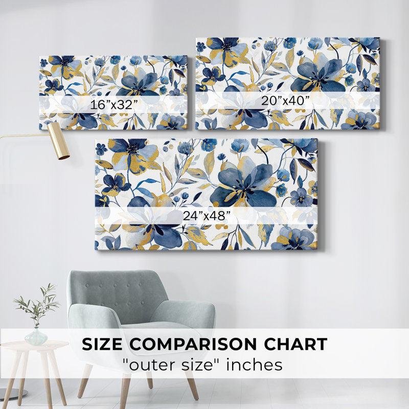 Toile tendue Golden Indigo - prêt à accrocher, H 16 po x l 32 po