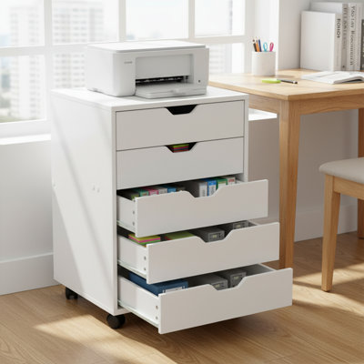 49cm Wide 5 -Drawer Mobile File Cabinet