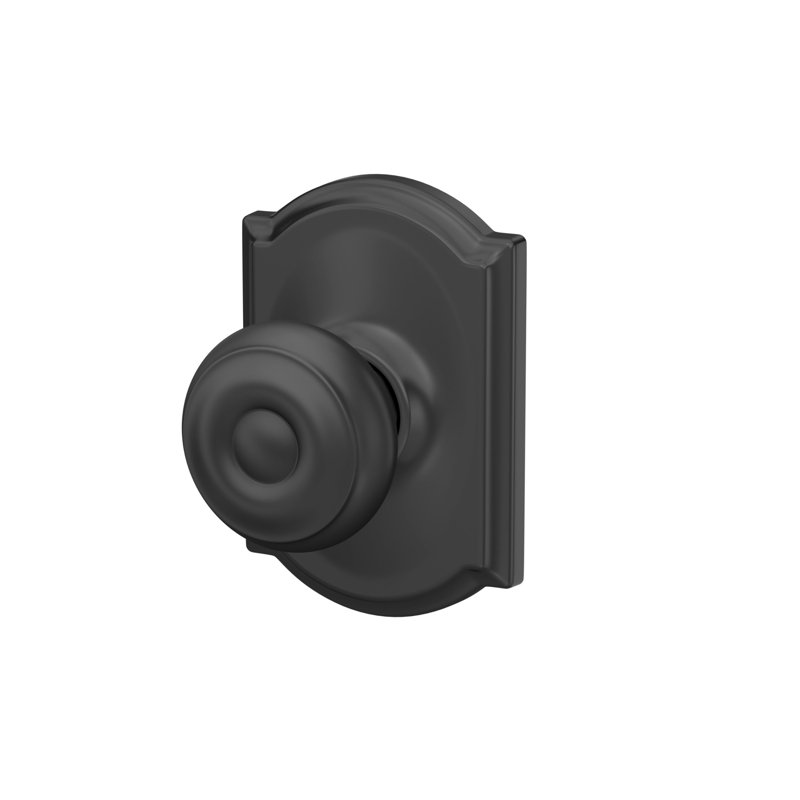 Georgian Passage Knob with Camelot Trim, Matte Black