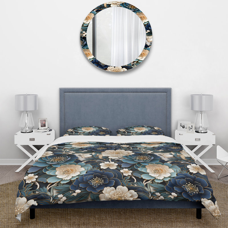 Literie Ming Dynasty Reverence II, Housse de couette pour grand lit et 2 taies décor