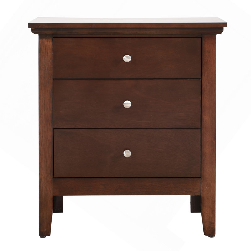 3 Drawer Nightstand , Cappuccino, Cappuccino