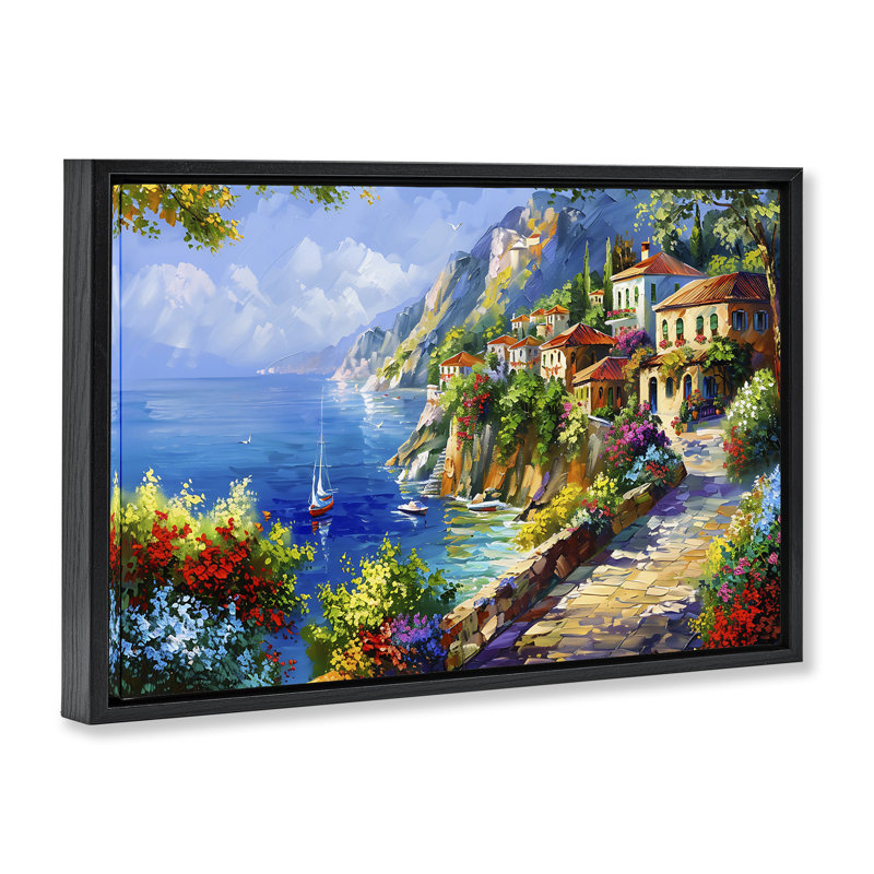  Toile flottante avec vue panoramique sur la montagne par LSR Design Studio, Cadre flottant noir de jais, H 21 po x l 31 po