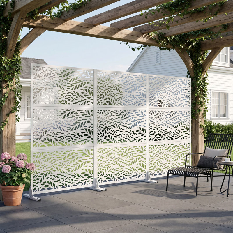 183cm H Freestanding Metal Room Divider Decorative Privacy Screen Garden Lattice Panel Trellis for Patio, Balcony, Backyard, Pool, Indoor Room
