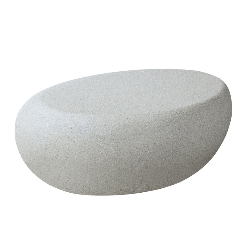 " fiberglass elliptical coffee table | vintage matte rocks design | irregular center table | no assembly required