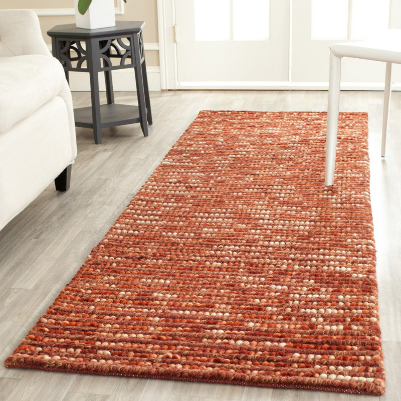 Tapis rouille rayé tissé à plat à la main Ferrera, Tapis de couloir 2 pi 6 po x 8 pi