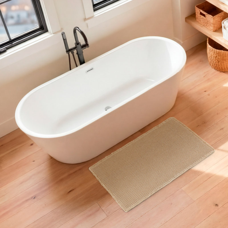 Lucky Brand Taylor Solid Waffle Weave 1-Piece Bath Rug, Single - 45" L x 24" W, Beige