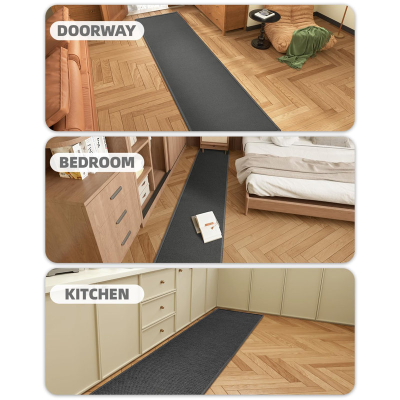 Tapis de couloir de couloir, Gris foncé, Tapis de couloir : 3 pi x 10 pi