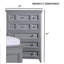 Commode de style transitionnel 1Pc Commode 5 tiroirs et boutons ronds en feutre avec tiroirs à roulement à billes, finition grise