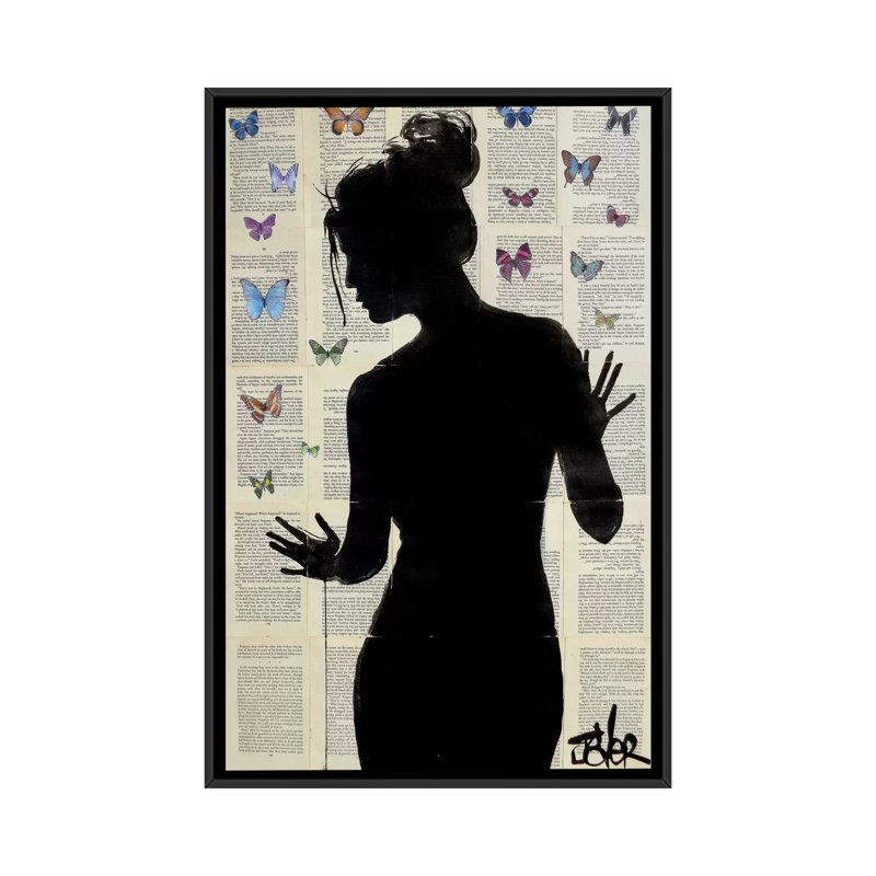 «Butterfly Effect», impression sur toile tendue, H 26 po x l 18 po x P 1,5 po, Toile avec cadre noir, Pas de tapis