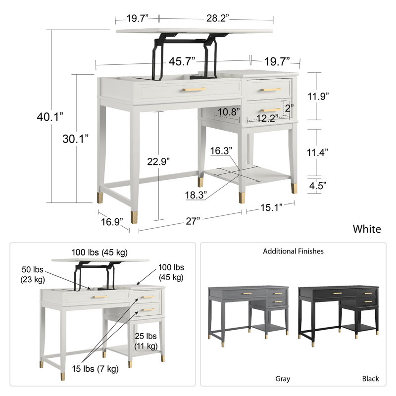 Adjustable Solid Wood Base Standing Desk, Graphite Grey