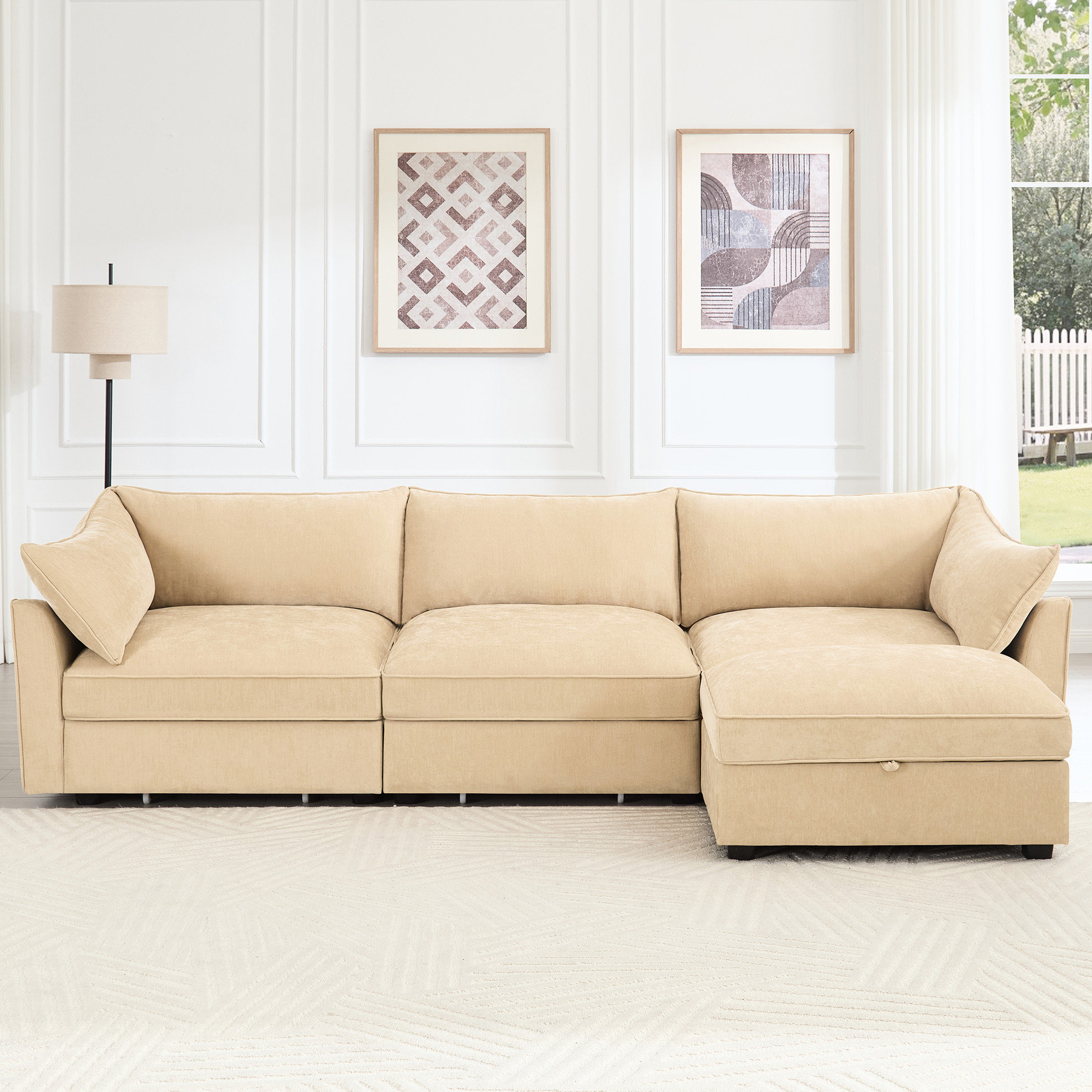 Latitude Run® L-Shaped 3 Seater Sectional In Chenille, With Movable And ...