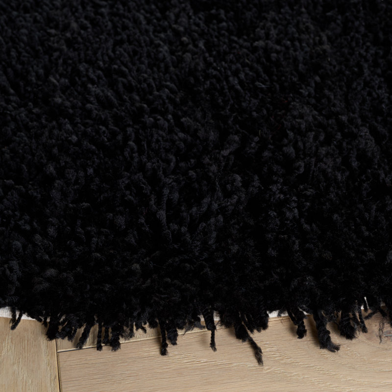 Assar Black Area Rug, Round 6'