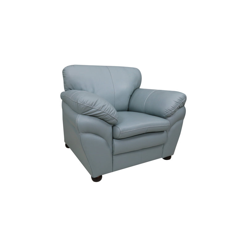 44" Wide Genuine Leather Armchair, Aqua