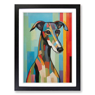 Greyhound Modern No.4 - Single Picture Frame Print on Wood
