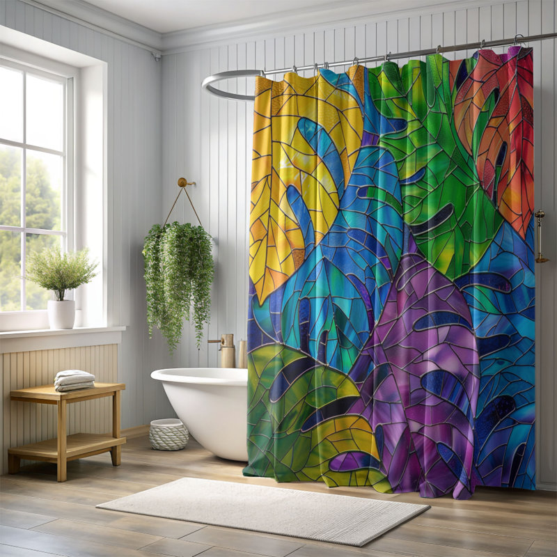 Rideau de douche 1 pièce Tropical, H 74 po x l 71 po