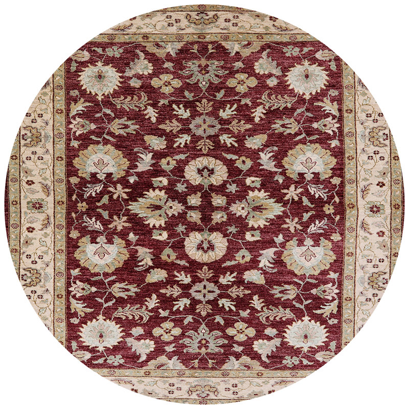 Tapis oriental ivoire / rouge Rôle, Rond 4 pi